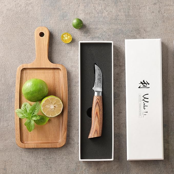 Wakoli EDIB Pro Damascus Peeling Knife – Japanese Style Kitchen Knife | 2.4-Inch Genuine Damascus Steel Blade with VG10 Core | Ergonomic Pakkawood Handle | Professional Chef Knife in Gift Box