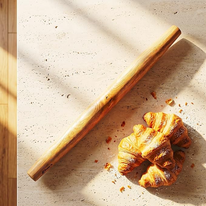 French Rolling Pin – 18 Inch Wooden Dough Roller for Baking Pizza, Pie Crust, Cookies & Pasta | Essential Kitchen Tool & Gift for Bakers, Chefs & Home Cooks