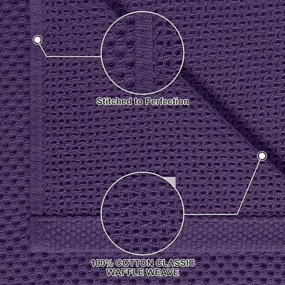 Homaxy 100% Cotton Kitchen Towels and Dishcloths Set, 12 x 12 Inches and 13 x 28 Inches, Set of 8 Bulk Kitchen Towels Set, Ultra Soft Absorbent Dish Cloths for Washing Dishes, Eggplant