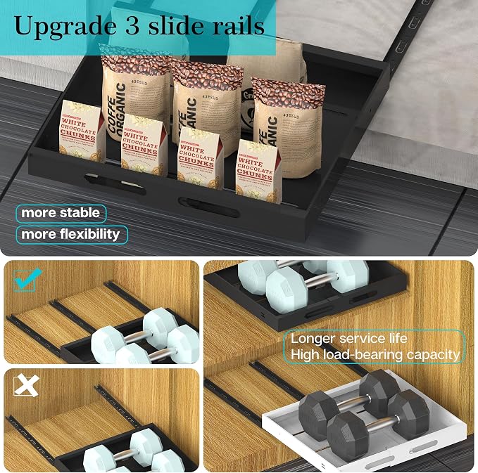 Expandable Pull Out Cabinet Organizer - 17" Deep, Adhesive No Drill, Expandable Drawer For Kitchen, Pantry, Bathroom