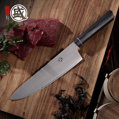 MITSUMOTO SAKARI Gyuto Chef Knife 8 Inch, Japanese VG-10 Hand Forged Kitchen Knife for Meat & Vegetables, G10 Handle with Sandalwood Box