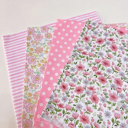 7Pcs 20" x 20" Cotton Fabric DIY Making Supplies Quilting Patchwork Fabric Fat Quarter Bundles DIY for Quilting Cotton Patchwork Cushions (Pink, 20 x 20 inches)