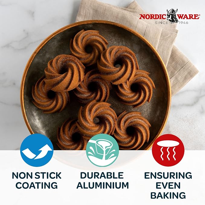 Nordic Ware Heritage Bundtlette Cakes, One Size, Gold (Pack of 3)