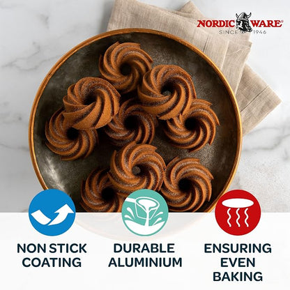 Nordic Ware Heritage Bundtlette Cakes, One Size, Gold (Pack of 3)