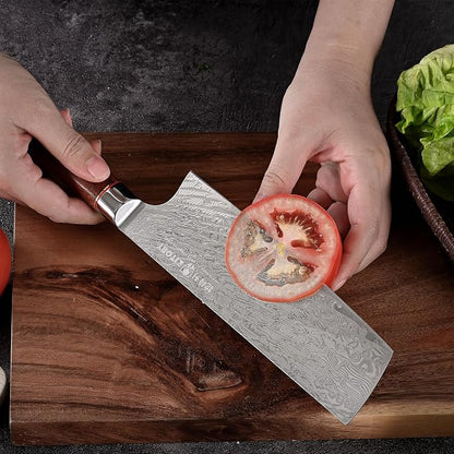 Kitory Nakiri Knife 7", Japanese Usuba, 73-Layer 10Cr15CoMoV Core, Acid-Washed Finish, Burmese Rosewood Handle, Professional Kitchen Knife for Home & Restaurant, Gift Package