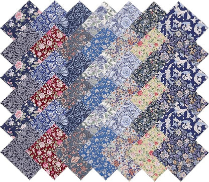 Nodsaw 42Pcs 10-inch Layer Cake Fabric, Vintage Floral Paisley Print 10x10 Cotton Fabric Squares, Layer Cakes 10 inch Squares for Quilting, Sewing, Home Décor, Bags, and Crafts