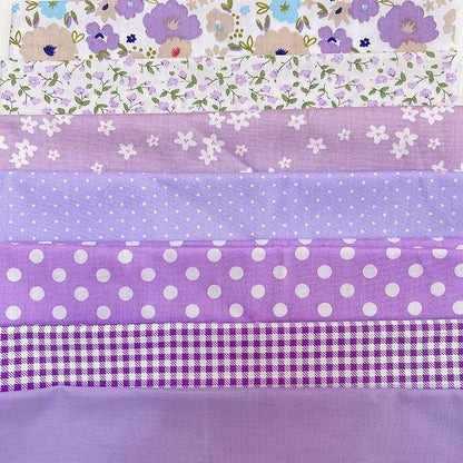 7 pcs 20" x 20" Cotton Fabric DIY Making Supplies Quilting Patchwork Fabric Fat Quarter Bundles DIY for Quilting Cotton Patchwork Cushions (Pruple Flowers, 20" x 20")