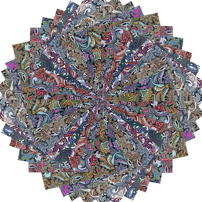 HANPATQUI 50PCS 5 x 5 inch 100% Cotton Fat Quarters Fabric for Sewing and Quilting Bundles Precut Fabric Square for DIY Craft Patchwork-Dark Paisley