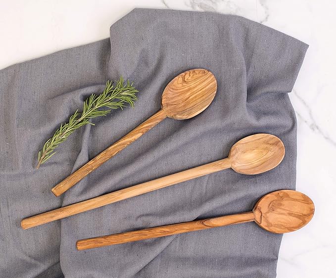 Italian Olive Wood Cooking Spoon, Handcrafted in Europe, 12-Inch