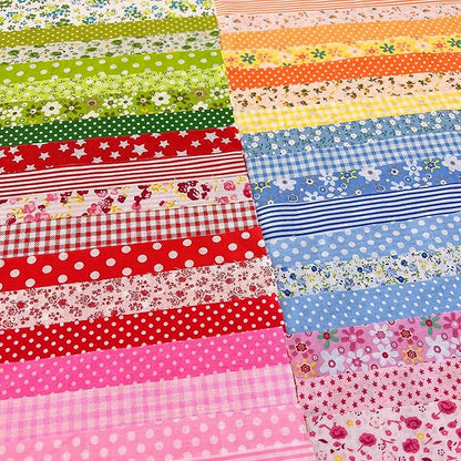 7Pcs 9.8" x 9.8"(25 * 25CM) Cotton Fabric DIY Making Supplies Quilting Patchwork Fabric Fat Quarter Bundles DIY for Quilting Cotton Patchwork Cushions (red/Green, 9.8" x 9.8")