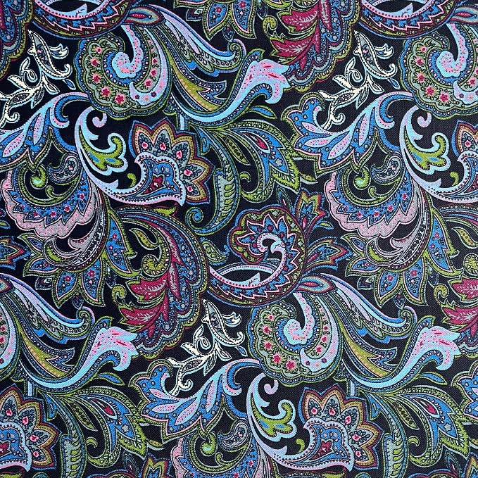 HANPATQUI 200PCS 4 x 4 inch 100% Cotton Fat Quarters Fabric for Sewing and Quilting Bundles Precut Fabric Square for DIY Craft Patchwork-Dark Paisley