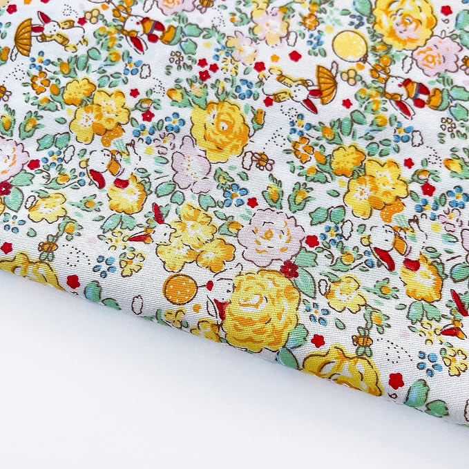 7 pcs 20" x 20" Cotton Fabric DIY Making Supplies Quilting Patchwork Fabric Fat Quarter Bundles DIY for Quilting Cotton Patchwork Cushions (Yellow Flower, 20" x 20")