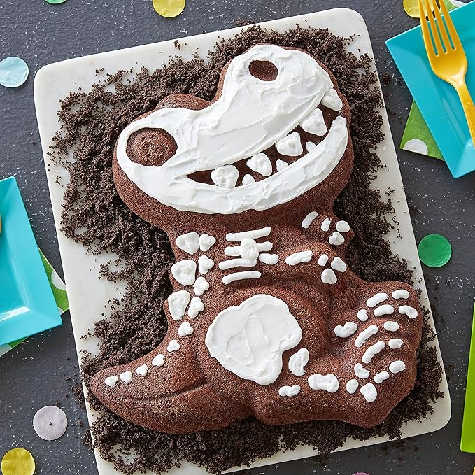Wilton Dinosaur Cake Pan, Kids 3D Birthday Cake Pan, Silver, Aluminum