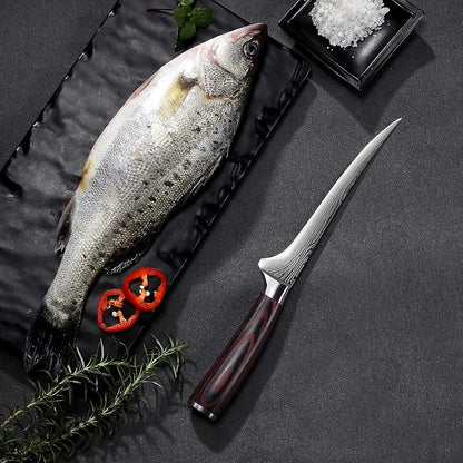 PAUDIN Fillet Knife 7 Inch, Super Sharp Boning Knife, High Carbon German Steel, Professional Fish Knives for Meat Cutting, Ergonomic Pakkawood Handle and Sheath, Gift Box