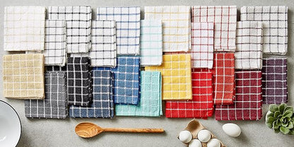 DII Basic Terry Collection Windowpane Dishcloth Set, 12x12, Eggplant, 6 Piece