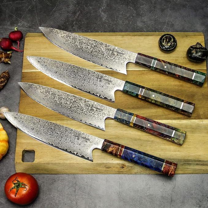 Damascus Chef Knife Gyuto Unique One Of Kind Handle Professional 8 Inch Japanese Chefs Kitchen Knife Vg10 67 Layers Damascus Steel Knive with Sheath