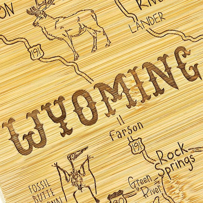Totally Bamboo Destination Wyoming State Shaped Serving and Cutting Board, Includes Hang Tie for Wall Display