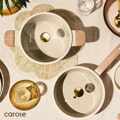 CAROTE 22Pcs Pots and Pans Set Non stick, Ceramic Cookware Set, Non-toxic Kitchen Cooking Set, PFAS and PFOA Free