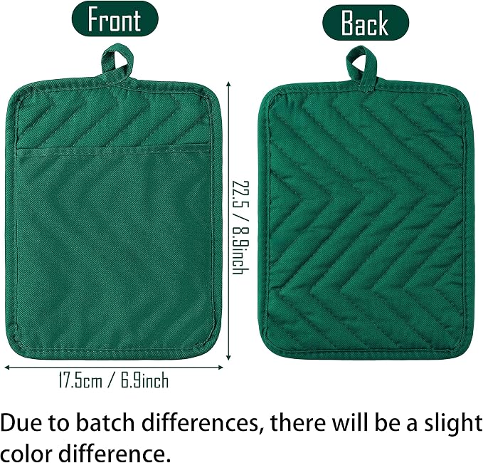 5Pack Pot Holders for Kitchen Heat Resistant Cotton Potholder Multipurpose Hot Pads Machine Washable Oven Mitts with Pocket Potholders for Baking and Cooking 8.9 x 6.9 in Red Green