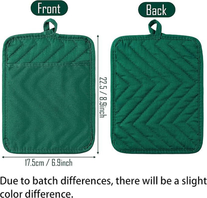 5Pack Pot Holders for Kitchen Heat Resistant Cotton Potholder Multipurpose Hot Pads Machine Washable Oven Mitts with Pocket Potholders for Baking and Cooking 8.9 x 6.9 in Red Green