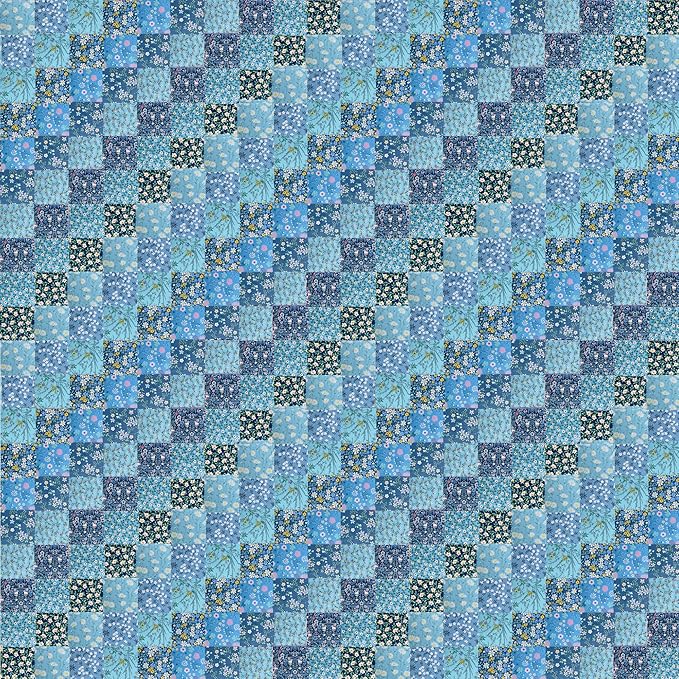 HANPATQUI 50PCS 5 x 5 inch Blue Printed 100% Cotton Fat Quarters Fabric for Sewing and Quilting Bundles Precut Fabric Square for DIY Craft Patchwork