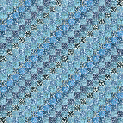 HANPATQUI 50PCS 5 x 5 inch Blue Printed 100% Cotton Fat Quarters Fabric for Sewing and Quilting Bundles Precut Fabric Square for DIY Craft Patchwork