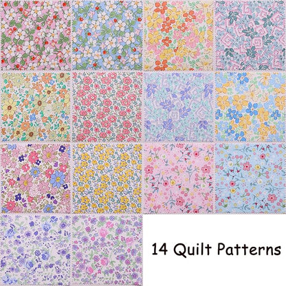 Nodsaw 42 pcs 10x10 Colorful Bright Pastel Spring Floral Printed Cotton Fabric Squares for Baby Girl, Layer Cake Fabric for Quilting 10 inch, Layer Cakes 10 inch Squares for Quilting, Quilt Kits