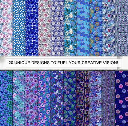 Soimoi 40 Pcs 10 x 10 inches Quilting Fabric Bundles Precut, DIY Cotton Fabric Squares, Printed Layer Cakes Patchwork Materials for Crafts Cloths Decor,Charm Squares for Quilts,Sewing - Blue Harmony