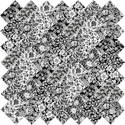HANPATQUI 200PCS 4 x 4 inch 100% Cotton Fat Quarters Fabric for Sewing and Quilting Bundles Precut Fabric Square for DIY Craft Patchwork-Black and White
