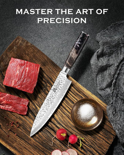 Japanese Chef Knife, 67-Layer Damascus Steel 8 Inch Kitchen Knife with AUS-10 Core, Professional Hand Forged Gyuto Knife with Gift Box, Ergonomic Handle, Ideal Valentine's Day Gifts for Men Women
