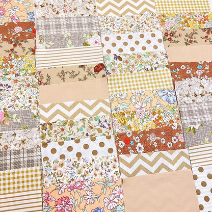 Cotton Fabric DIY Making Supplies Quilting Patchwork Fabric Fat Quarter Bundles DIY for Quilting Cotton Patchwork Cushions (Brown, 10cm*10cm)