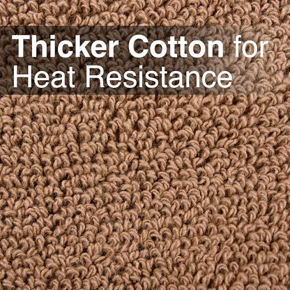 RITZ Terry Pocket Mitt & Hot Pad: Unparalleled Heat Resistant, Durable 100% Cotton – Ergonomically Designed for Optimal Grip – Easy-Care Machine Washable – 4-Pack, Mocha Brown