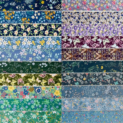 40 Strip Jelly Roll Fabric Strips for Sewing, 100% Cotton Fabric for Quilting Crafting, Precut Bundles, Patchwork Precut Quilt Squares-2.5" x 44" Tranquil
