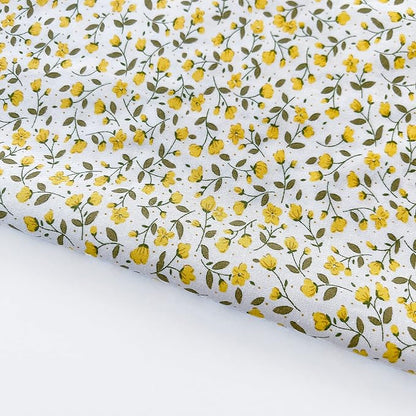 7 pcs 20" x 20" Cotton Fabric DIY Making Supplies Quilting Patchwork Fabric Fat Quarter Bundles DIY for Quilting Cotton Patchwork Cushions (Yellow Flower, 20" x 20")