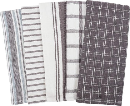 KAF Home Assorted Flat Kitchen Towels - Set of 10, 18 x 28 Inch (Gray)