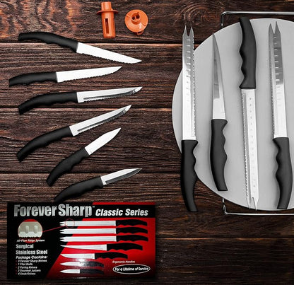 FOREVER SHARP CLASSIC SERIES 12 PIECE SET SURGICAL STAINLESS STEEL