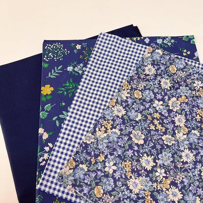 7Pcs 20" x 20" Cotton Fabric DIY Making Supplies Quilting Patchwork Fabric Fat Quarter Bundles DIY for Quilting Cotton Patchwork Cushions (Navy, 20 x 20 inches)