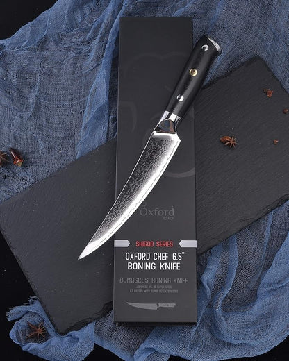 Oxford CHEF Boning (Fillet) Knife 6.5 inch Best Damascus- Japanese- VG10 Super Steel 67 Layer High Carbon Stainless Steel-Razor Sharp, Stain & Corrosion Resistant, Awesome Edge Retention