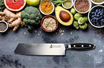 TUO Kiritsuke Knife - 8.5 inch Kiritsuke Chef Knife - Japanese Vegetable Meat Knife - German HC Steel - Full Tang Pakkawood Handle - BLACK HAWK SERIES with Gift Box