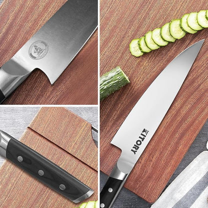 Kitory Chef Knife 8" - Japanese Style Pro Kitchen Knife - Forged German High Carbon Steel - Full Tang Pakkawood Handle-Gift Box included