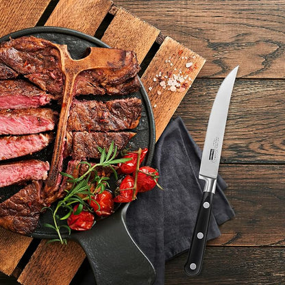 Cooks Standard Classic Cutlery Steak Knives Set, High Carbon Stainless Steel, Ergonomic Handle, 6-Piece, Black