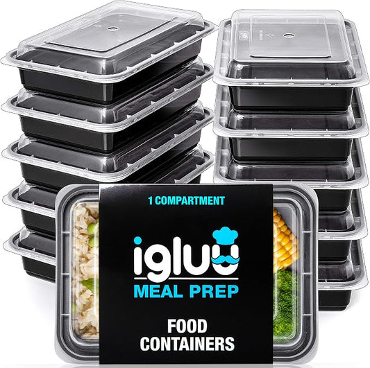 Igluu Meal Prep Containers Reusable (20 Pack) – Food Containers with Lids – Stackable, Microwave, Freezer & Dishwasher Safe – 28oz – 1 Compartment – BPA-Free