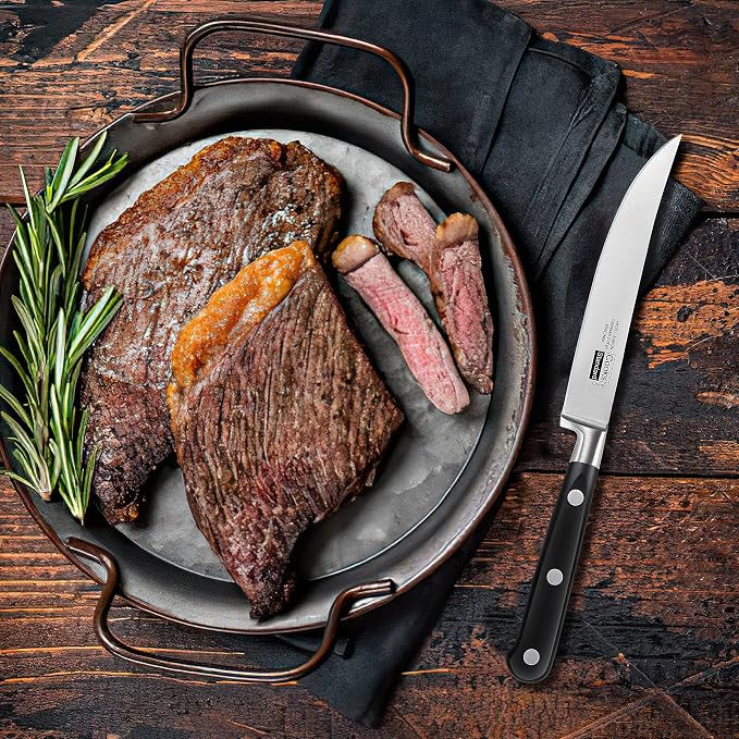 Cooks Standard Classic Cutlery Steak Knives Set, High Carbon Stainless Steel, Ergonomic Handle, 6-Piece, Black