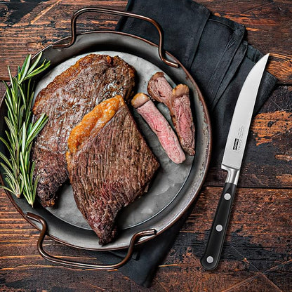 Cooks Standard Classic Cutlery Steak Knives Set, High Carbon Stainless Steel, Ergonomic Handle, 6-Piece, Black