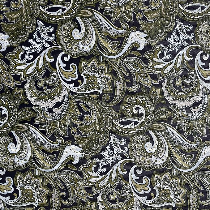 HANPATQUI 50PCS 12 x 12 inch 100% Cotton Fat Quarters Fabric for Sewing and Quilting Bundles Precut Fabric Square for DIY Craft Patchwork-Dark Paisley