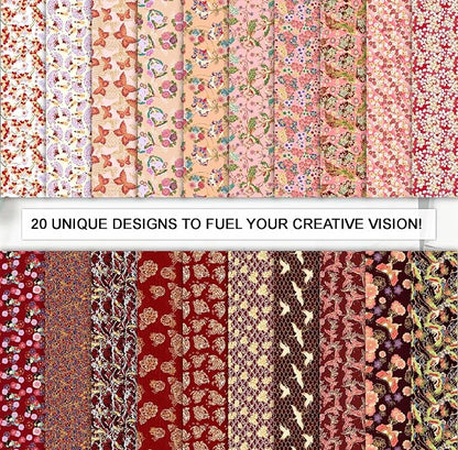 Soimoi 40Pcs 10" x 10" DIY Cotton Fabric Squares, 10" Layer Cake Squares Patchwork, Pre-Cut Quilt Charm Pack, DIY Sewing Quarters Bundle, Quilting Fabric Bundles- Japanese Elegance