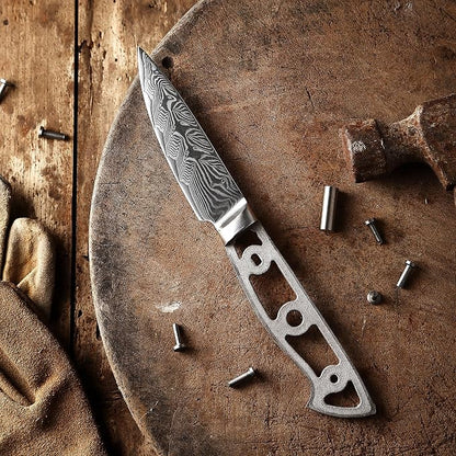 KATSURA Woodworking Project Kit – Paring Knife Blank – Blade Width 25mm – 3.75 Inch – Japanese Premium AUS 10V, 67 Layers Damascus Steel – Storm-V Series – NO LOGO