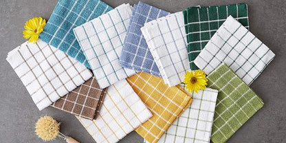DII Basic Terry Collection Windowpane Dishcloth Set, 12x12, Antique Green, 6 Piece