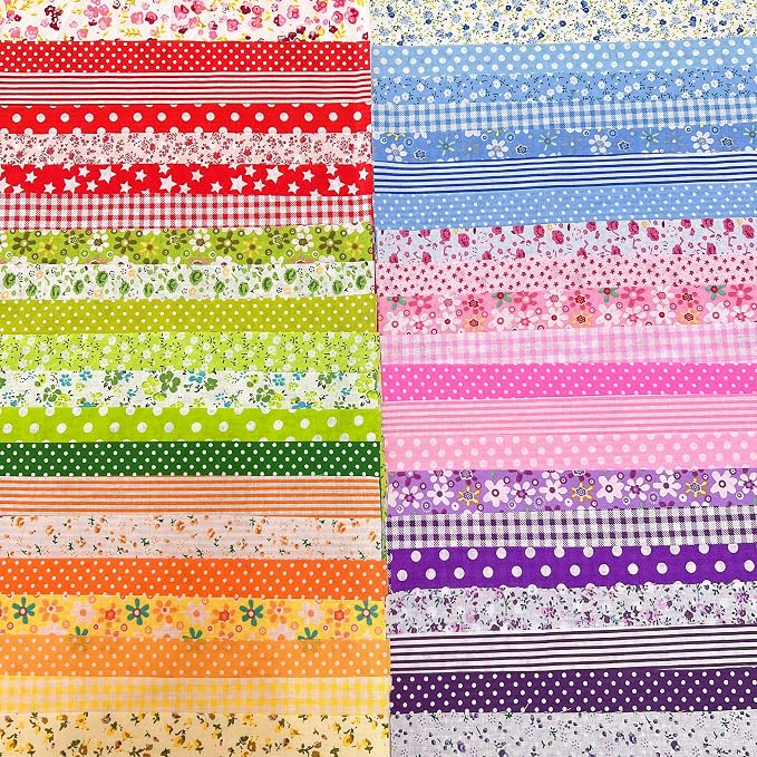 7Pcs 9.8" x 9.8"(25 * 25CM) Cotton Fabric DIY Making Supplies Quilting Patchwork Fabric Fat Quarter Bundles DIY for Quilting Cotton Patchwork Cushions (Pink/Purple, 9.8" x 9.8")