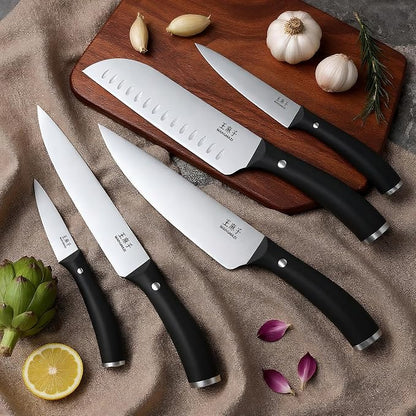 WANGMAZI Kitchen Knife Set, 15 Pcs Premium Stainless Steel Knife Block Set, Professional Chef Knife Set, Anti-Slip Sharp Knives Set for Home, Kitchen, Black